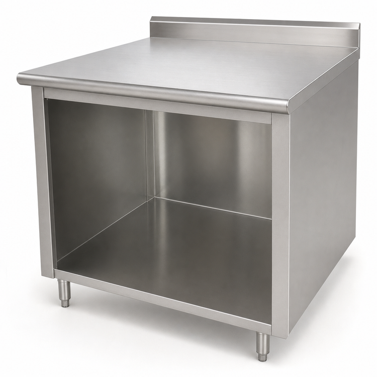 Product image #3 for Advance Tabco Special Value Economy 60"W x 30"D 16-Gauge 304 Stainless Steel Open Base Work Table with 5" Backsplash