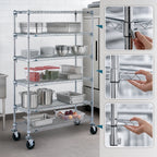Thumbnail image #3 for Metro Super Erecta 5A366BC 5-Shelf Chrome Wire Caster Cart, 60 x 18 x 67-7/8 Inches, 5-Inch Casters, 2 Brakes