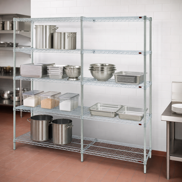 Product image #3 for EAGLEbrite 4-Tier Add-On Wire Shelving Unit, 48W x 18D x 74H, Zinc Finish