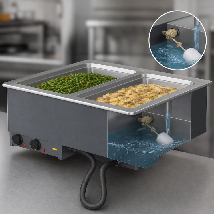 Product image #3 for Vollrath Two-Well Drop-In Electric Hot Food Well Module with Auto-Fill and Manifold Drain