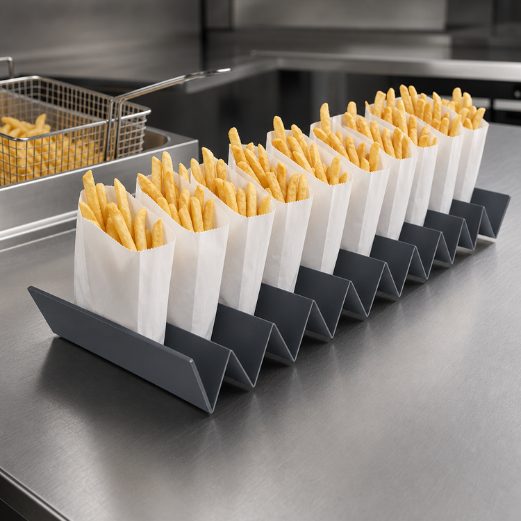 Product image #3 for Hatco 8-Pleat Hard-Coated French Fry Bag Tray