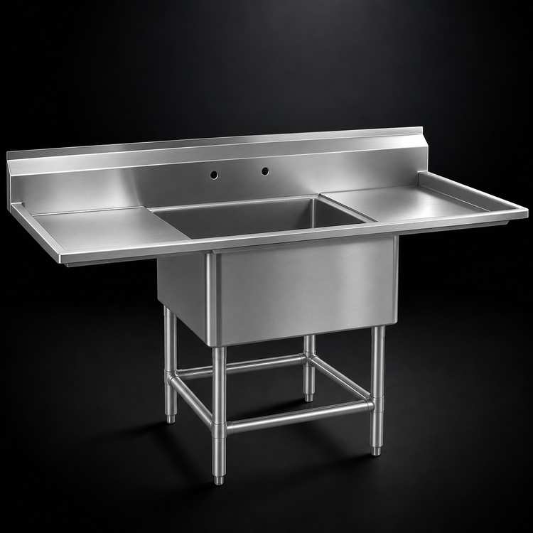 Product image #3 for Spec-Master 1-Compartment Commercial Sink with Dual 30-Inch Drainboards, 78-Inch Wide