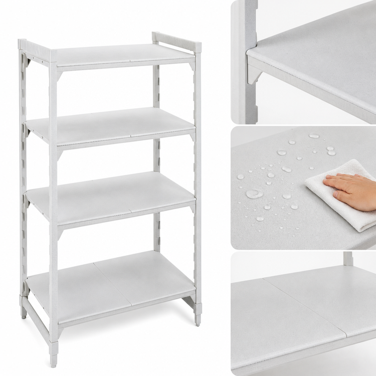 Product image #4 for Cambro Camshelving Premium 4-Shelf Solid Stationary Starter Polymer Shelving Unit, 24 x 24 x 72 Inches, Speckled Gray