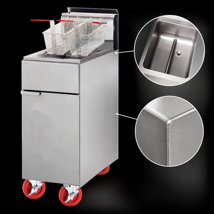 Product image #3 for American Range AF-50 Floor Model Gas Tube Fryer, 50 lb Capacity