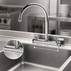 Thumbnail image #3 for Krowne Silver Series 13-802L Deck-Mount Manual Faucet, 8-Inch Centers, 8-1/2-Inch Gooseneck Spout, Ceramic Valve, Low-Lead