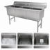 Thumbnail image #3 for Advance Tabco Special Value Series Fabricated 3-Compartment 304 Stainless Steel Sink, 50 x 21 in., 15 x 15 x 14 in. Bowls, No Drainboards