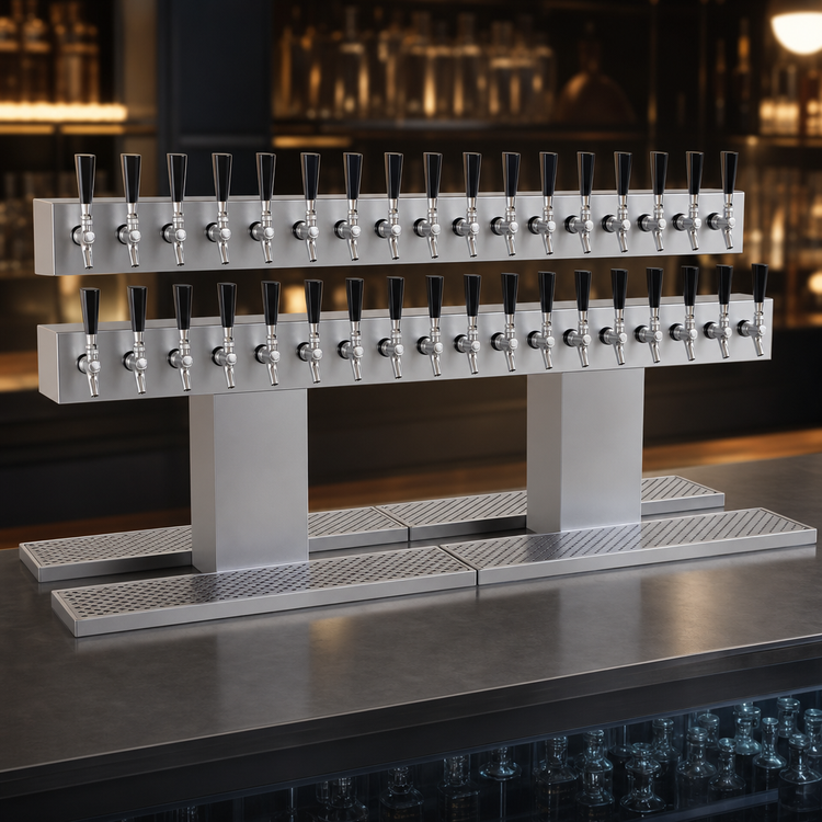 Product image #3 for Double-Sided Countertop Glycol-Cooled Draft Dispensing Tower, 36 Faucets, Stainless Steel Grainline Finish