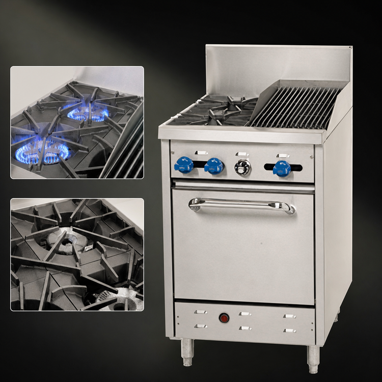Product image #3 for Comstock-Castle F318-1RB 24-Inch Gas Range with 2 Open Burners, 12-Inch Char-Broiler and Space-Saver Oven