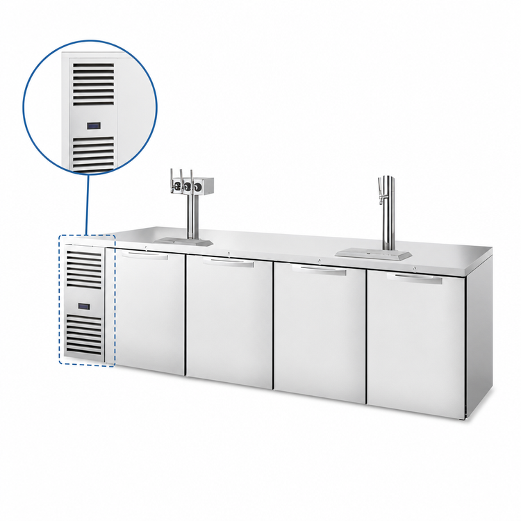 Product image #3 for True 4-Section Refrigerated Draft Bar Cooler with 2 Beer Columns, Stainless Steel, 108-Inch