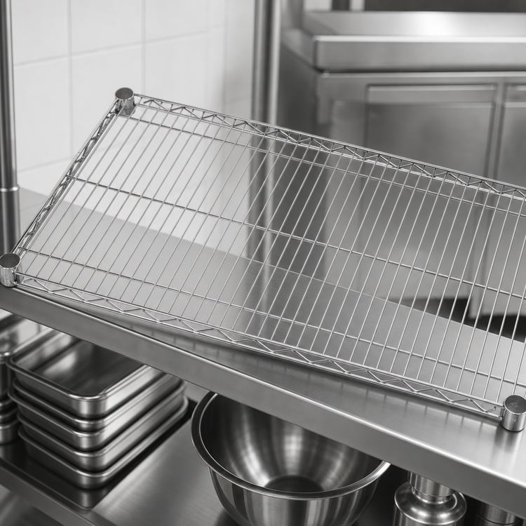 Product image #3 for Quantum 48"W x 14"D 304 Stainless Steel Wire Shelf, 600-800 lb. Capacity