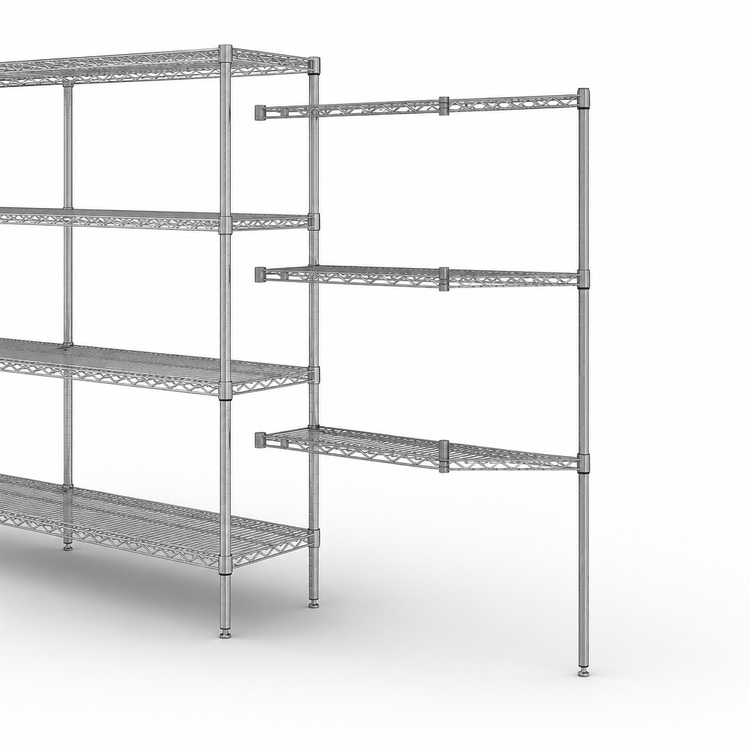Product image #3 for Metro Super Erecta Add-On Wire Shelving Unit, 42"W x 18"D x 63"H, Chrome Plated, 4 Shelves