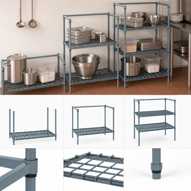 Product image #3 for Quantum Modular Wire Dunnage Rack, 30 x 18 x 34 Inches, Gray Epoxy Antimicrobial Finish