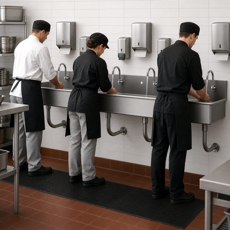 Product image #3 for Advance Tabco 80-Inch Wall-Mounted Multiwash Hand Sink with 4 Faucet Hole Sets