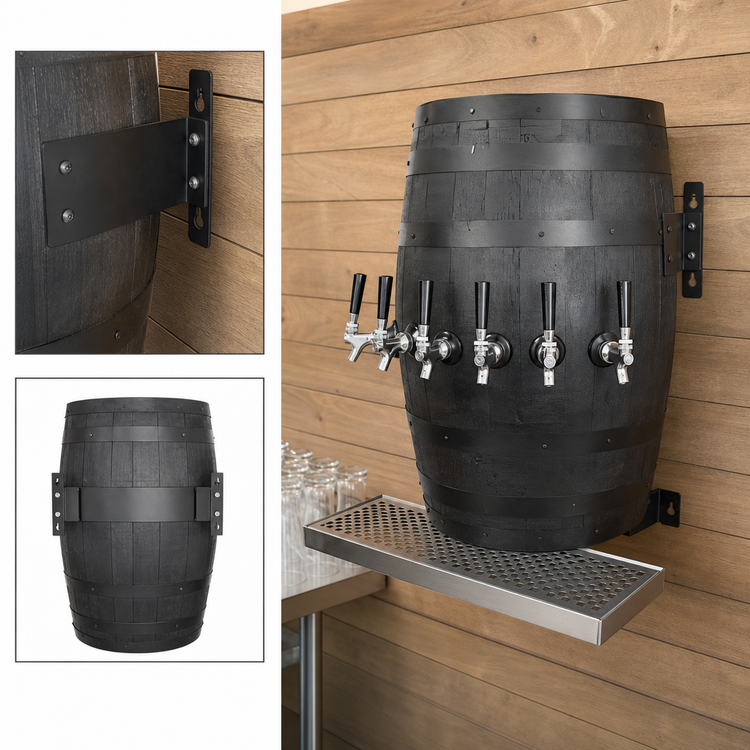 Product image #3 for Glastender Wood Barrel Wall-Mount Air-Cooled Draft Dispensing Tower, 6-Faucet
