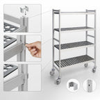 Thumbnail image #3 for Fermod Fermostock 4R64C71M 4-Tier Mobile Shelving Unit with Removable Polymer Inserts, 64"W x 22"D x 71"H, Gray