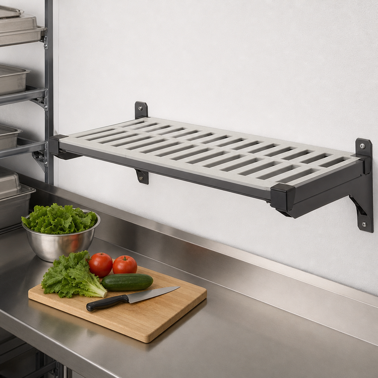Product image #3 for Cambro Camshelving Elevation 42-Inch Wide x 24-Inch Deep Wall-Mounted Vented Shelf Kit, Brushed Graphite