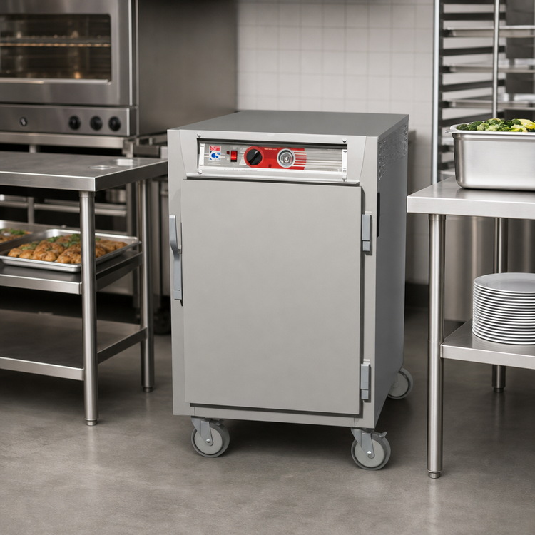 Product image #3 for Metro C5 6 Series Half-Height Mobile Heated Holding Cabinet, Solid Doors, 17-Pan Capacity, 120V