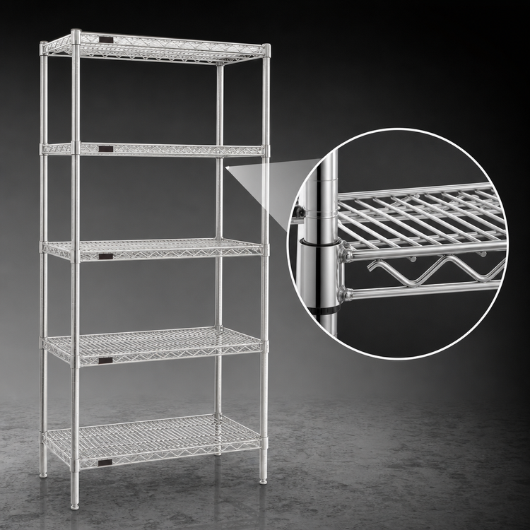 Product image #3 for Eagle Group 30-Inch Wide x 24-Inch Deep x 86-Inch High 5-Tier Chrome-Plated Wire Starter Shelving Unit
