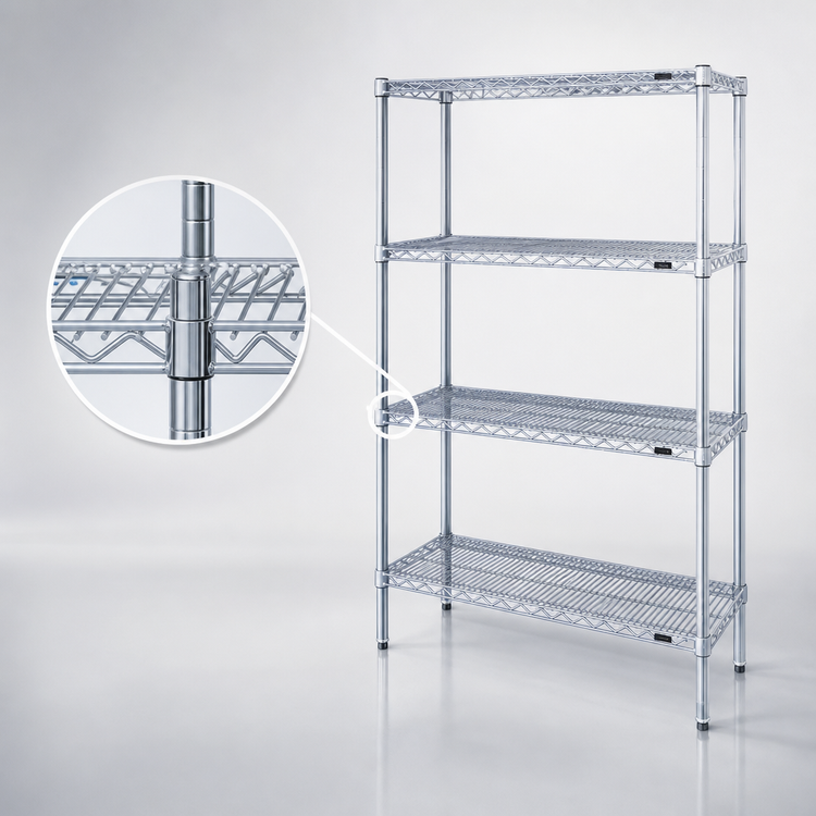 Product image #3 for Eagle Group 4-Tier Starter Wire Shelving Unit, 42W x 18D x 74H, Chrome-Plated