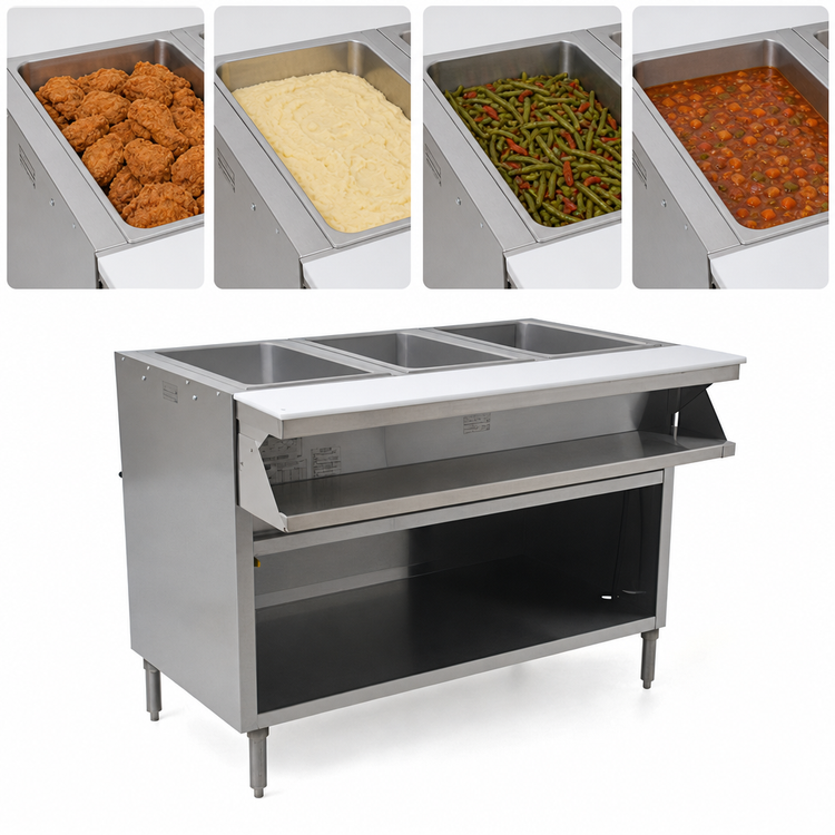 Product image #3 for Spec-Master SHT4CB-208-3 Four Well Electric Sealed Hot Food Table with Sliding Doors