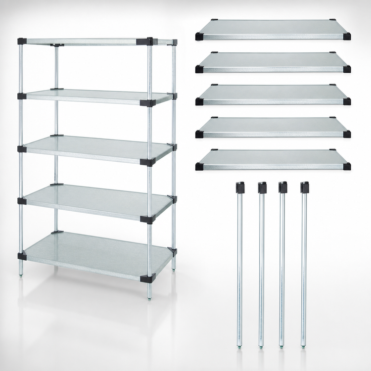 Product image #3 for Quantum 24 x 24 x 54 Inch Stationary Solid Shelving Starter Kit with 5 Shelves