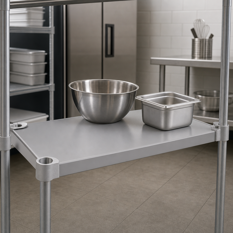 Product image #4 for Eagle Group Quik-Set 54 x 24 Inch Flat Solid Shelf with Marine Edge, Gray Epoxy Finish