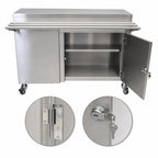 Thumbnail image #3 for BK Resources SECT-3060HL 60-Inch x 30-Inch Stainless Steel Serving Counter, Solid Top, Locking Door, and Drop Shelf