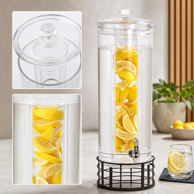 Product image #3 for Cal-Mil Madison Single Infusion Beverage Dispenser, 3 Gallon Acrylic with Steel Base