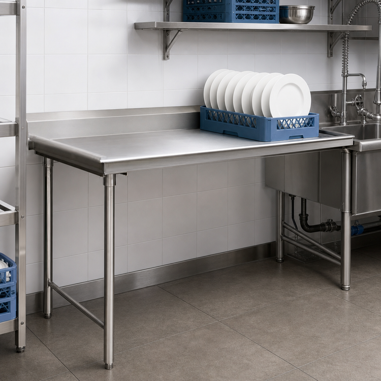 Product image #3 for Eagle Group Straight Clean Dish Table, 48 x 30 Inches, Left-to-Right, 16/304 Stainless Steel Top