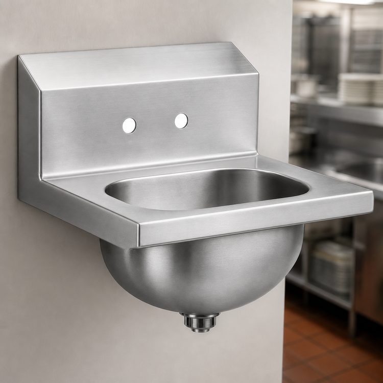 Product image #3 for Eagle Group Wall-Mounted 304 Stainless Steel Hand Sink with 9-3/4 x 13-1/2 x 6-Inch Bowl and Faucet Holes