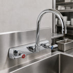 Thumbnail image #3 for BK Resources OptiFlow BKF-8SM-8G-G Heavy-Duty Splash-Mount Faucet, 8-Inch Centers, 8-Inch Gooseneck Spout, Lead-Free Chrome
