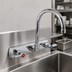 Thumbnail image #3 for BK Resources OptiFlow Heavy Duty Solid Body Splash Mount Faucet with 8-Inch Gooseneck Spout