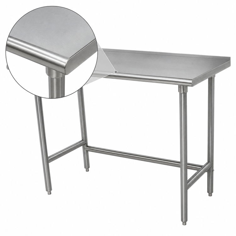 Product image #3 for Advance Tabco 84 Inch x 30 Inch Open Base Stainless Steel Work Table with 1-1/2 Inch Rear Up-Turn