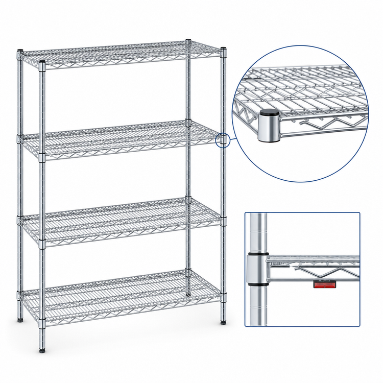 Product image #4 for EAGLEbrite Double-Mat Wire Shelving Starter Unit, 4-Tier, 60W x 18D x 63H, Zinc Finish