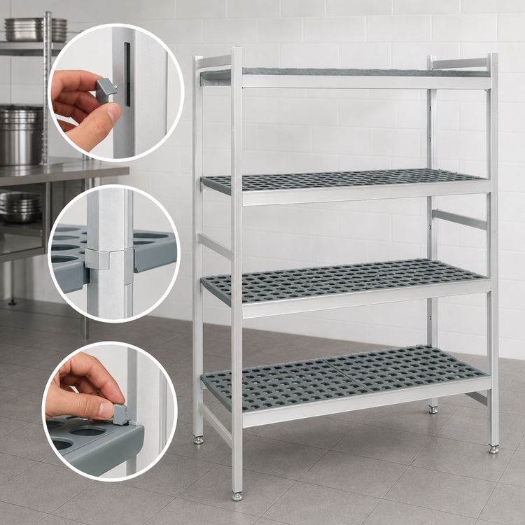 Product image #3 for Fermostock 4-Tier Starter Shelving Unit, 47"W x 18"D x 83"H, Perforated Anodized Aluminum