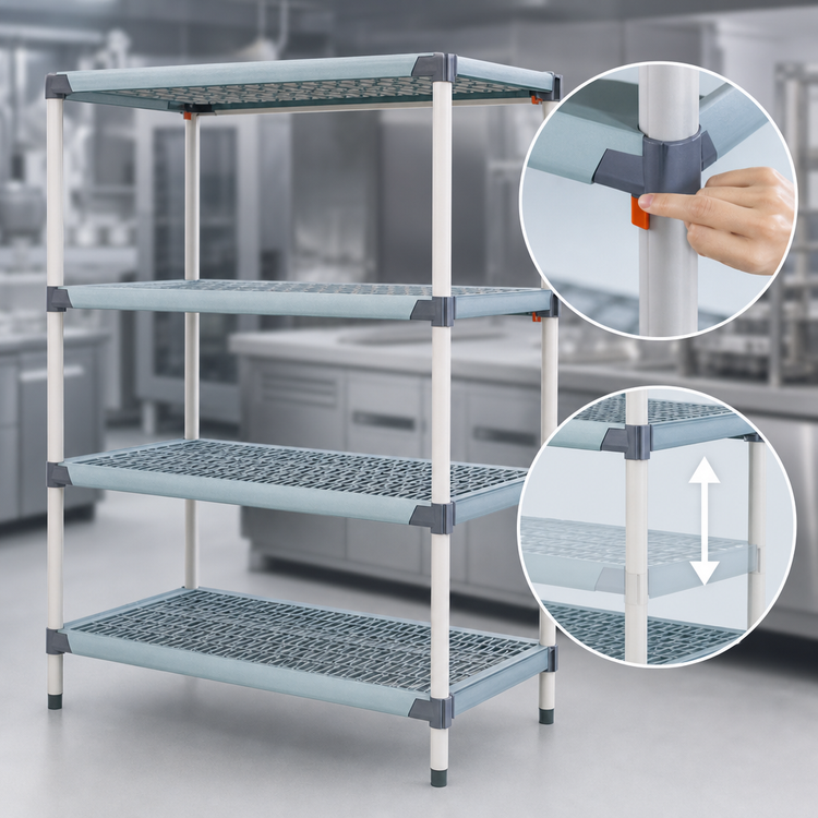 Product image #3 for MetroMax Q 72"W x 24"D x 63"H Stationary Polymer/Wire Starter Shelving Unit, 4 Shelves