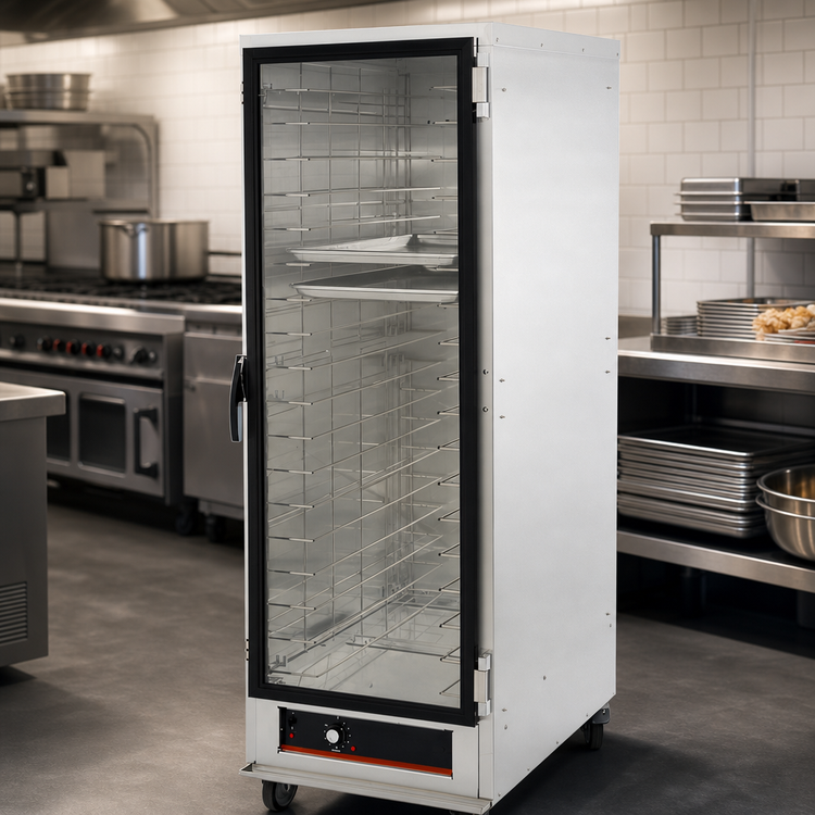 Product image #3 for hotLOGIX HL1-14 3/4-Height Non-Insulated Heated Holding Cabinet with Glass Door, 14 Full-Size Sheet Pan Capacity