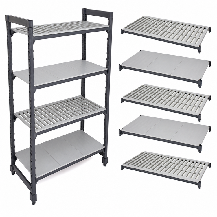 Product image #3 for Cambro Camshelving Basics Plus 5-Shelf Vented and Solid Shelf Kit, 21 x 36 Inches, Brushed Graphite