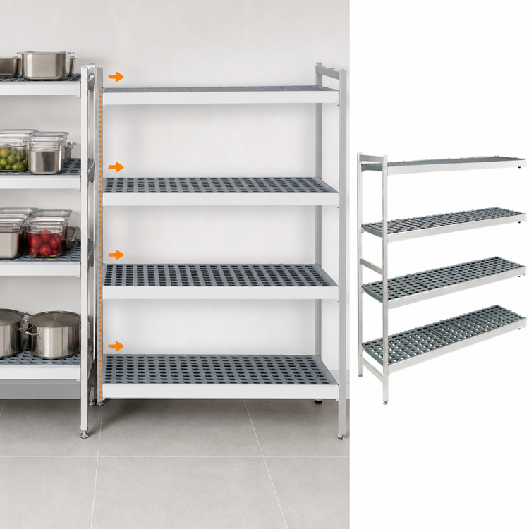 Product image #3 for Fermostock 4-Tier Polymer Shelving Unit Expansion Kit, 68 Inch W x 22 Inch D x 83 Inch H