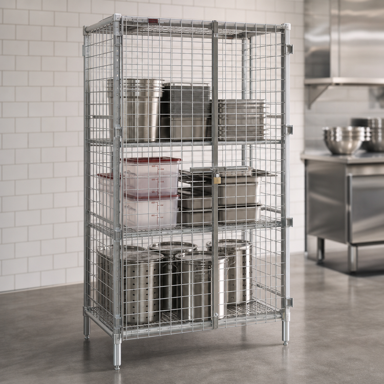 Product image #3 for Eagle Group QuadTruss Stationary Stainless Steel Security Cage with Dual Lockable Doors, 33-1/4 W x 27-1/4 D x 67 H