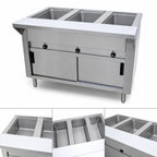 Thumbnail image #3 for Advance Tabco Triumph (Supreme) HF-3E-120-DR Electric 3-Well Open-Well Hot Food Table, Stainless Steel, Enclosed Base, Cutting Board