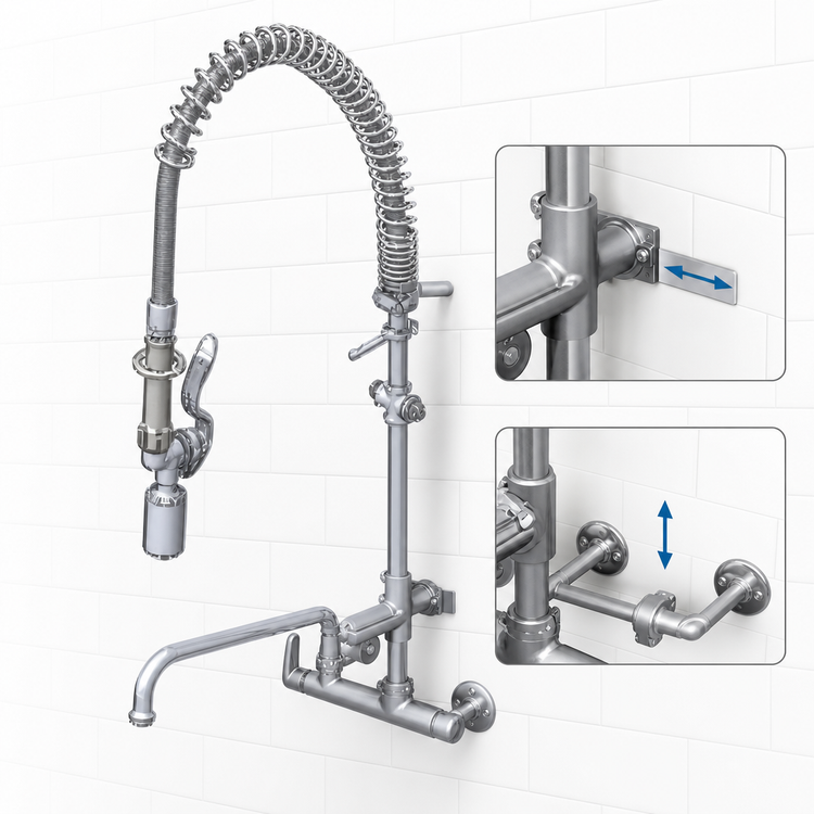 Product image #3 for T&S Brass EasyInstall Wall-Mount Pre-Rinse Unit with 12-Inch Add-On Faucet