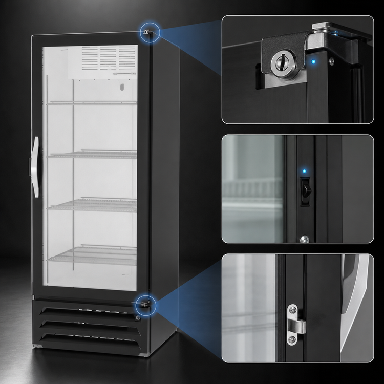 Product image #3 for Beverage-Air MarketMax 12.06 Cu. Ft. Black Single-Section Reach-In Glass Door Merchandiser with Electronic Lock