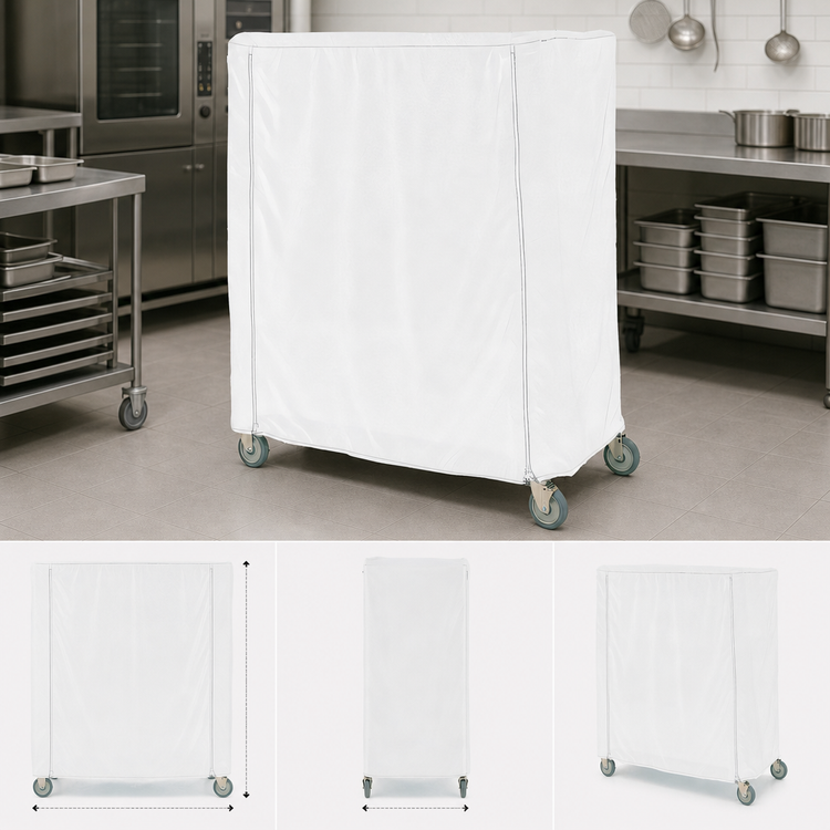 Product image #3 for Metro Queen Mary & Banquet Cart Cover, 48 x 21 x 62 Inch, White Knitted Polyester with Velcro Fastener