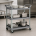 Thumbnail image #3 for Rubbermaid Commercial Xtra 3-Shelf Open-Sided Utility Bus Cart, Gray