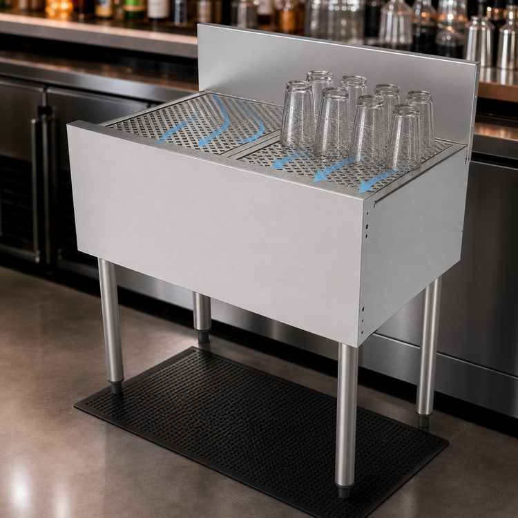 Product image #4 for Top Shelf TS Series 30-Inch Freestanding Stainless Steel Underbar Drainboard with Backsplash