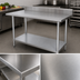 Thumbnail image #3 for Advance Tabco Special Value 84-Inch x 24-Inch 16-Gauge 430 Stainless Steel Work Table with 5-Inch Backsplash and Adjustable Undershelf