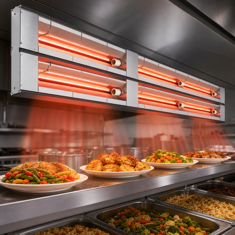 Product image #3 for Hatco Glo-Ray® 120-Inch Max Watt Lighted Dual Infrared Strip Heater with 6-Inch Spacer