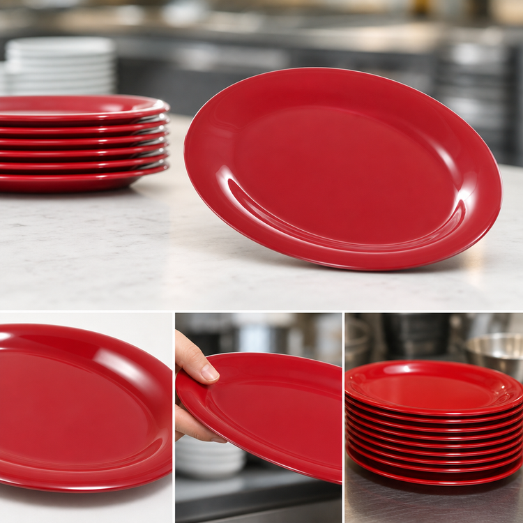 Product image #4 for Sierrus™ 12 x 9 Inch Oval Red Melamine Platter