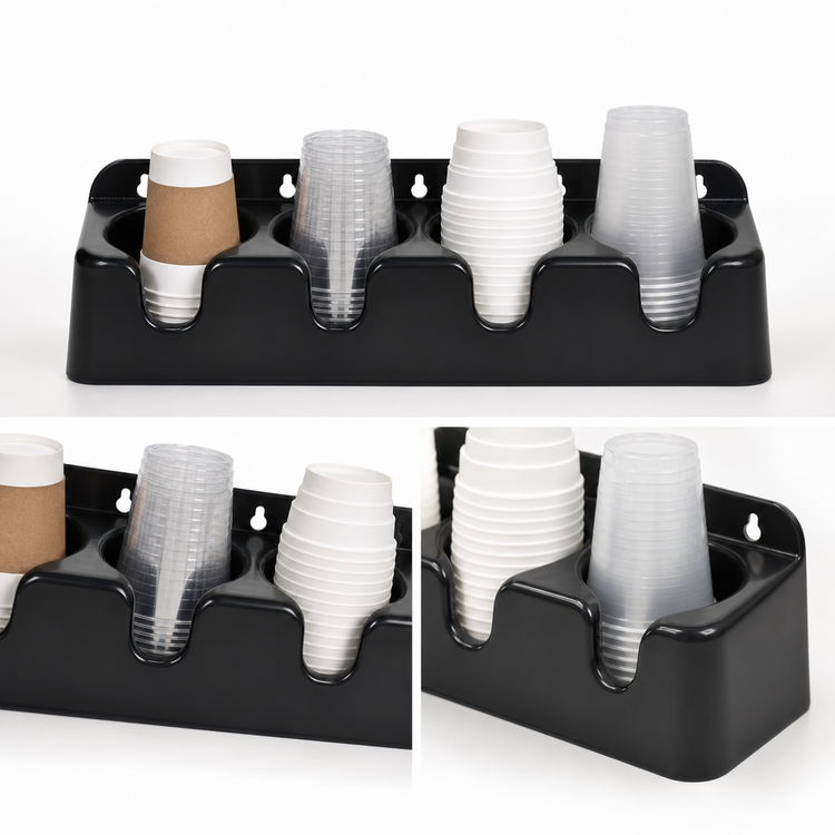 Product image #4 for Dispense-Rite 4-Section Cup Holder/Organizer, Countertop or Wall Mount, Black ABS Plastic